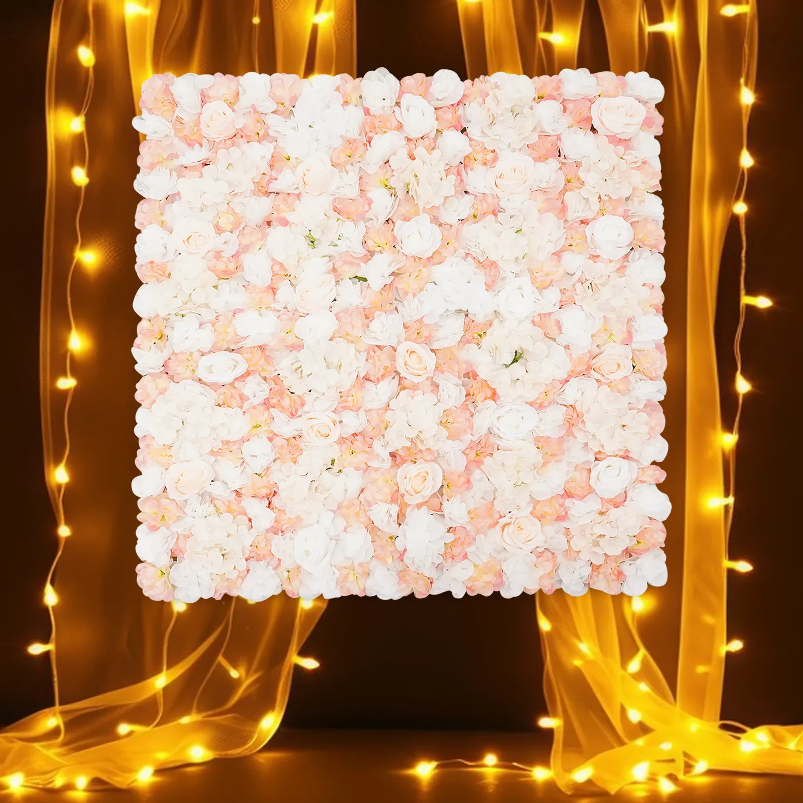 

1m x 1m Silk Flower Wall Panel, Eco-friendly, Waterproof, DIY Decor, Indoor/Outdoor Use, Rose, Dahlia and Hydrangeas