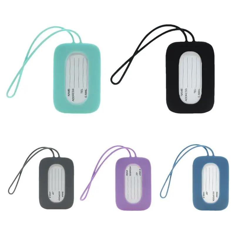 Bag Tags For Luggage Waterproof Silicone Square Bag Tag Multifunctional Travel Tags With Lanyard For Airplane Cruise