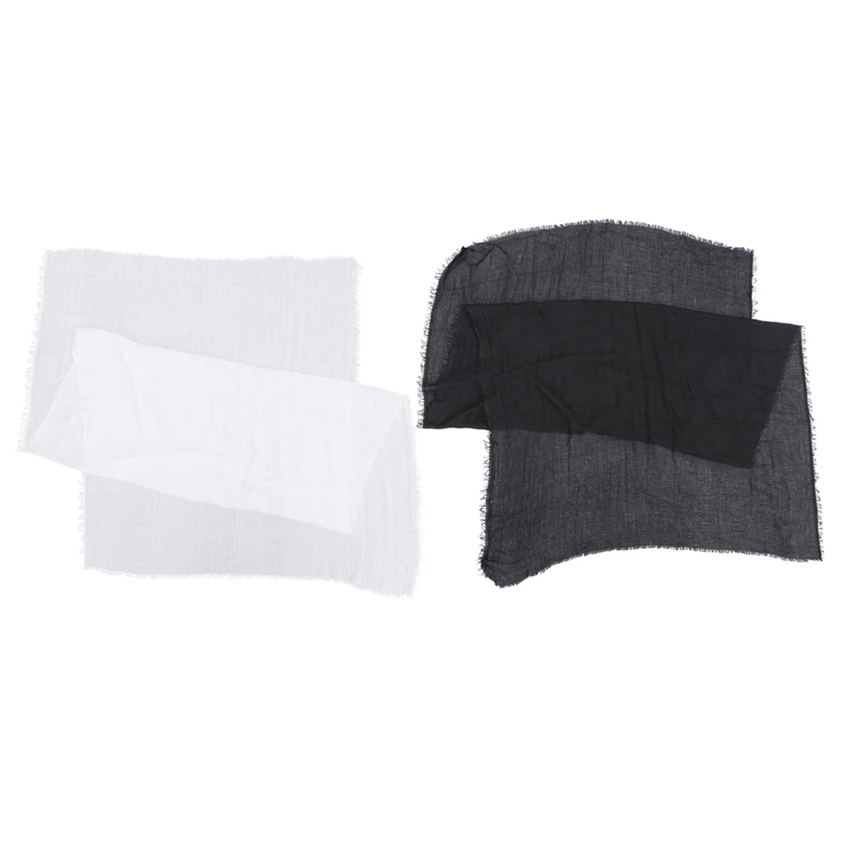 

1pc Pure Color Crumpled Style Linen Simple Black Solid Color Lightweight Wrap Cotton Scarf Simple Style Scarf Accessory