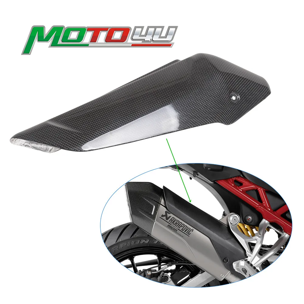 MOTO4U For Ducati Multistrada V4 V4S Sport 2020+ 2020 2021 2022 2023 100% Carbon Fiber Exhaust Cover Motorcycle Modification