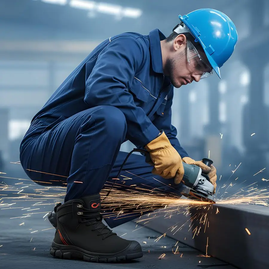 Mens Steel Toe Boots Slip Resistant Puncture Safety Work Shoes Waterproof Comfortable Composite Toe Walking Footwear