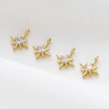 10 יח'\חבילה 18K צבעי זהב ריינסטון הקסגרמה כוכבים פליז תליוני צמיד קסם קישוט לשרשרת תכשיטי ביצוע מציאת 8 best sales תליוני ריינסטון להכנת תכשיטים - №1