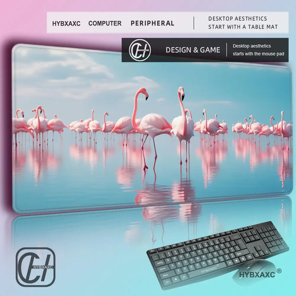 

HYBXAXC Flamingo Mouse Pad Non-slip Locking Edge DeskMat PC Laptop Accessories Rubber Office Keyboard Large Game XXL Carpet