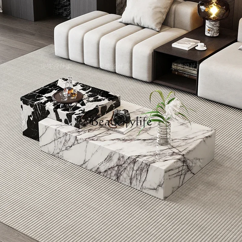 

Nordic Simple Retractable Marble Tea Table Combination Modern Light Luxury Living Room Home Tea Table