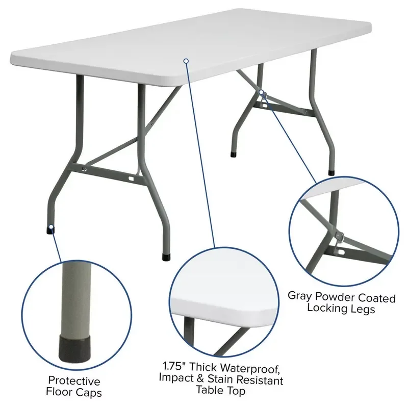 for 180cm Plastic Top Metal Foot Folding Table for Indoor and Outdoor Party Events