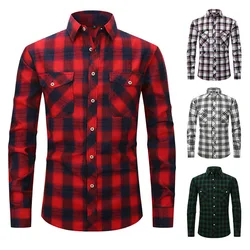 mens shirts 2024 Hot style flannel plaid american shirt men clothing camisas festival hombre cotton casual arabic streetwear top