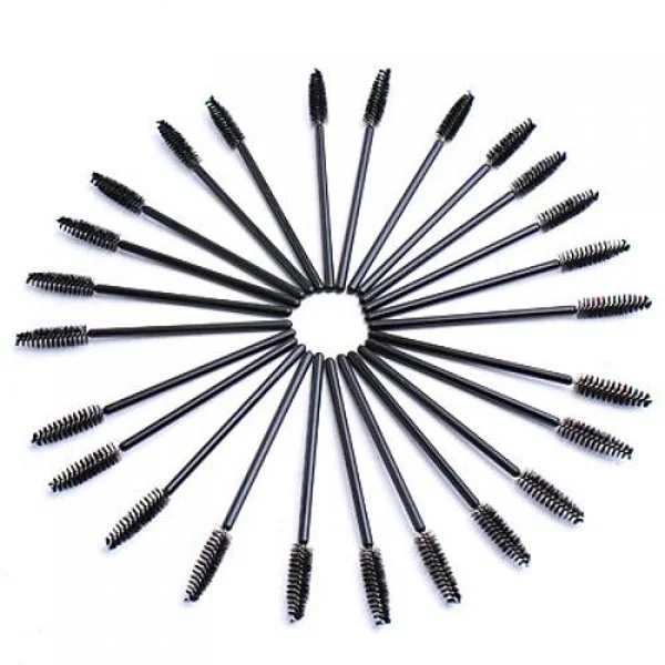 100 pçs varinhas de rímel descartáveis para cílios preto durável plástico dobrável cabeça da escova 25cm varinhas de rímel descartáveis