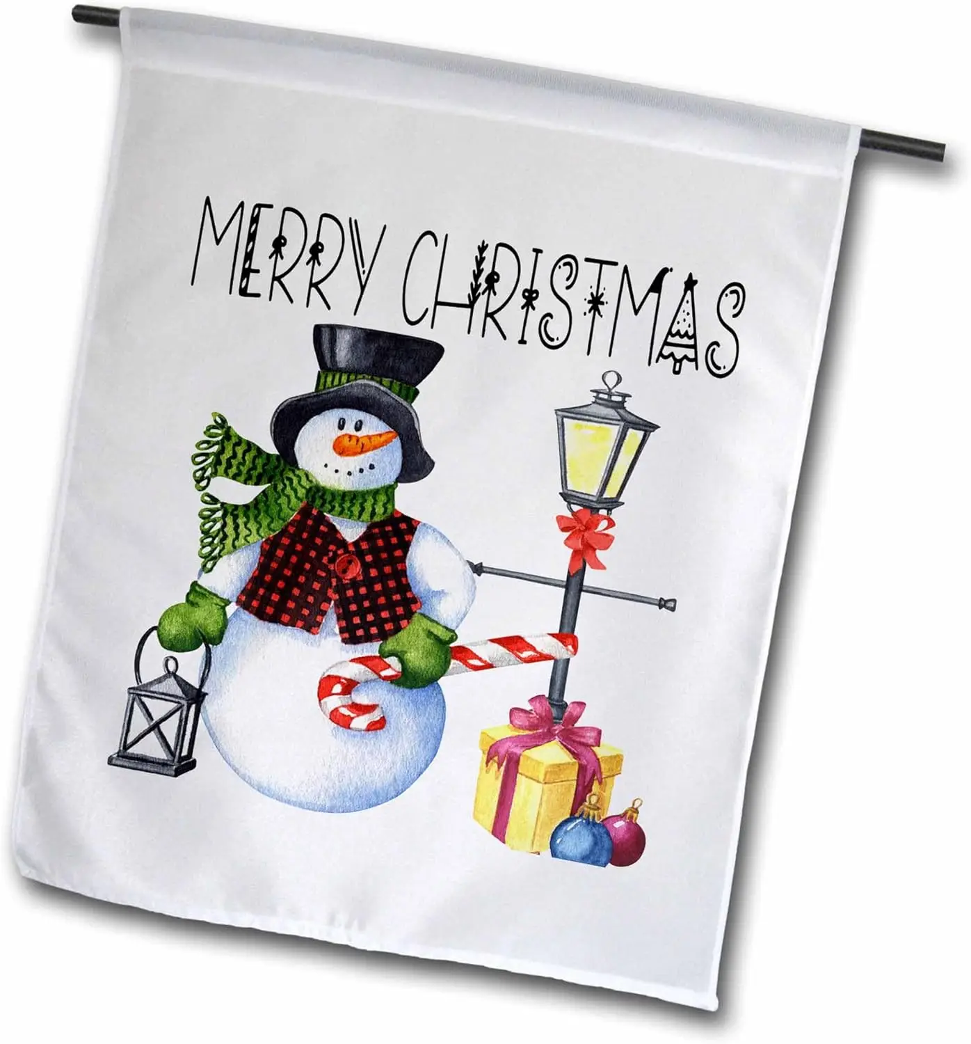 3dRose 12 x 18 inch Garden Flag - Merry Christmas with A Christmas Snowman All Holiday Greetings