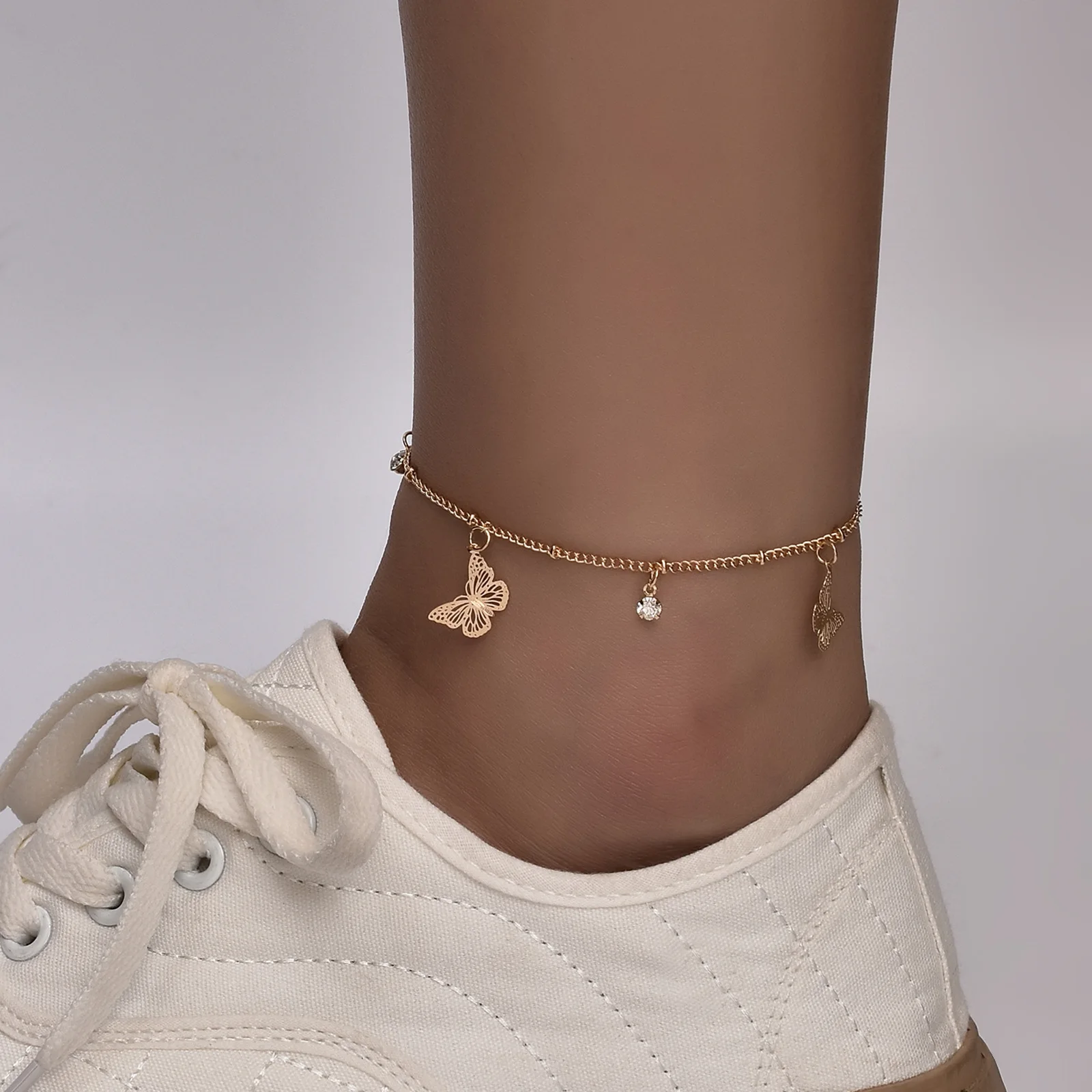 Bohemia Silver Plated Chain Ankle Bracelet On Leg Foot Jewelry Boho Butterfly Charm Anklet For Women Accessories SB001