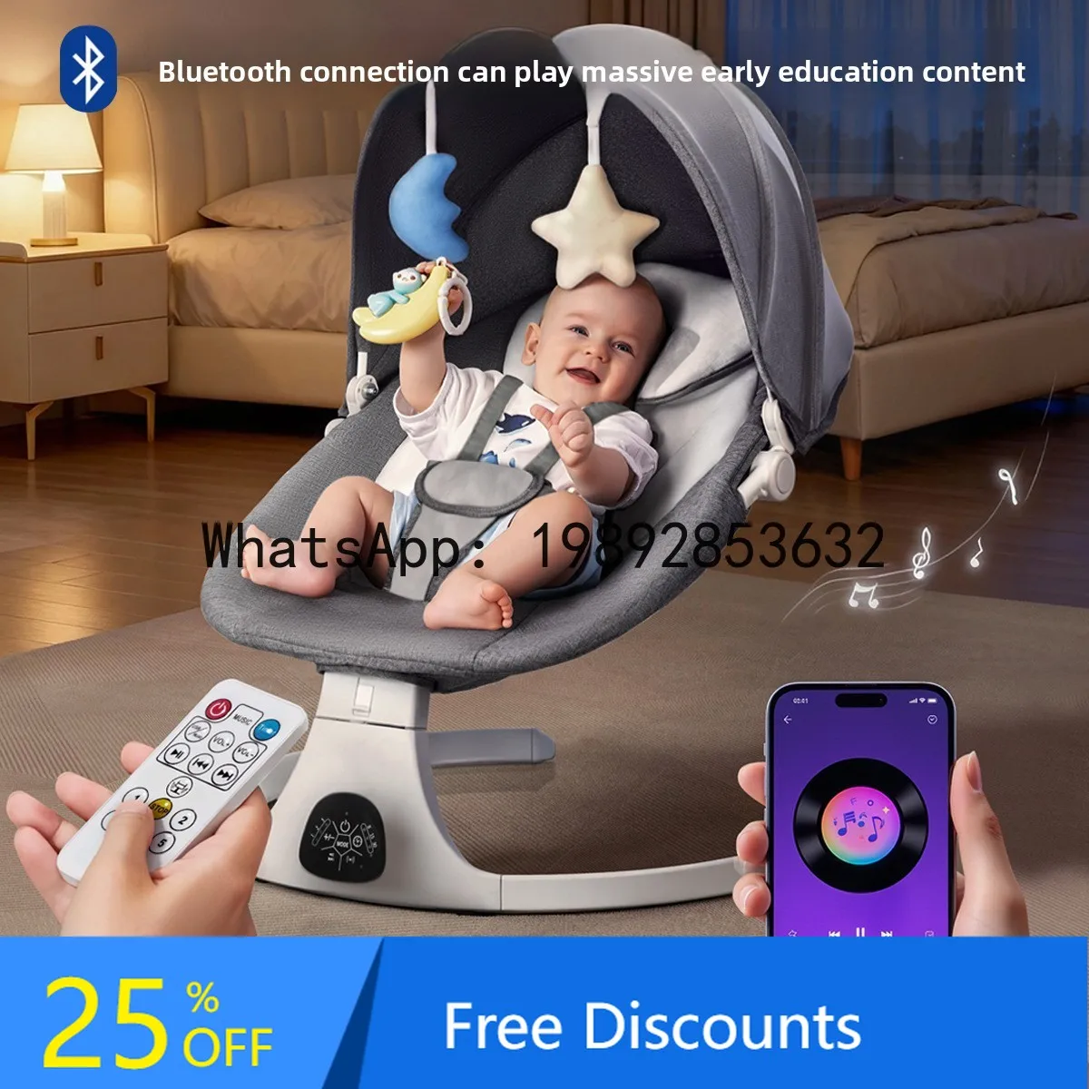 Elektrischer Baby-Schaukelstuhl, beruhigender Baby-Stuhl, beruhigendes Baby zum Schlafen, liegend, Schlafartefakt für Neugeborene