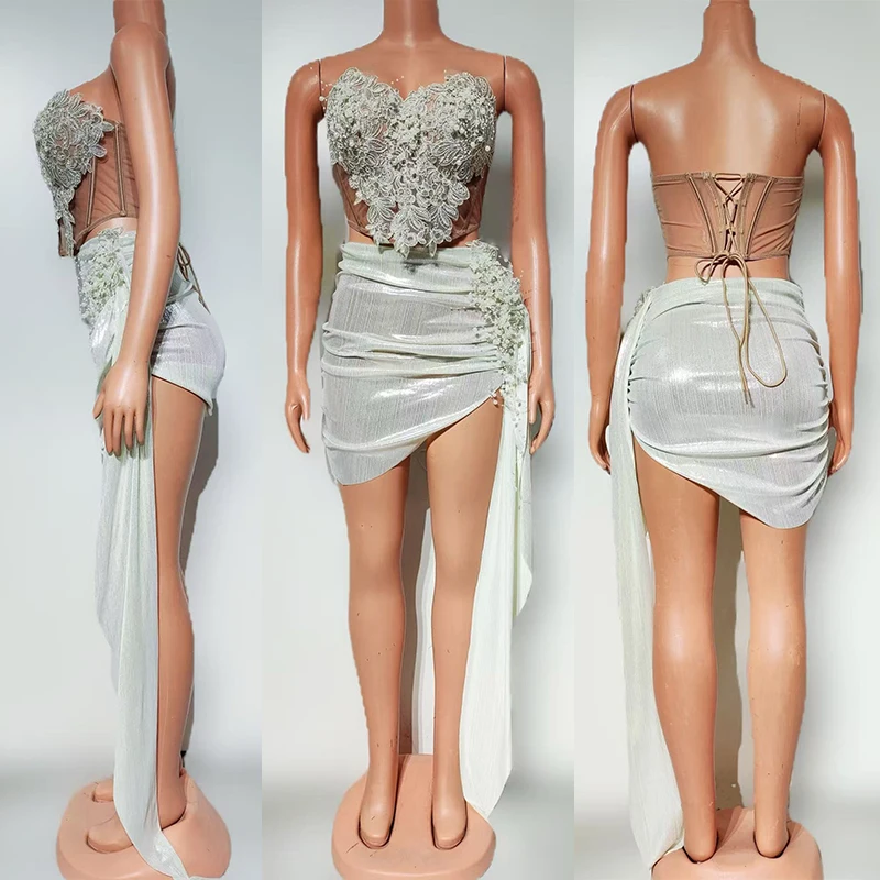 

Women Dress Stage Costume Off Shoulder Performance Dress Skirt Birthday Party Outfit Gogo Show Dance Queen Rave Clothing 3242