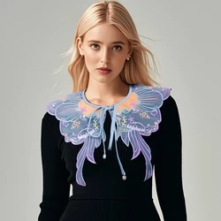 1 piece of butterfly small shawl with a fake collar decoration, colorful and alternative lace-up fake collar for ladies' wearabl