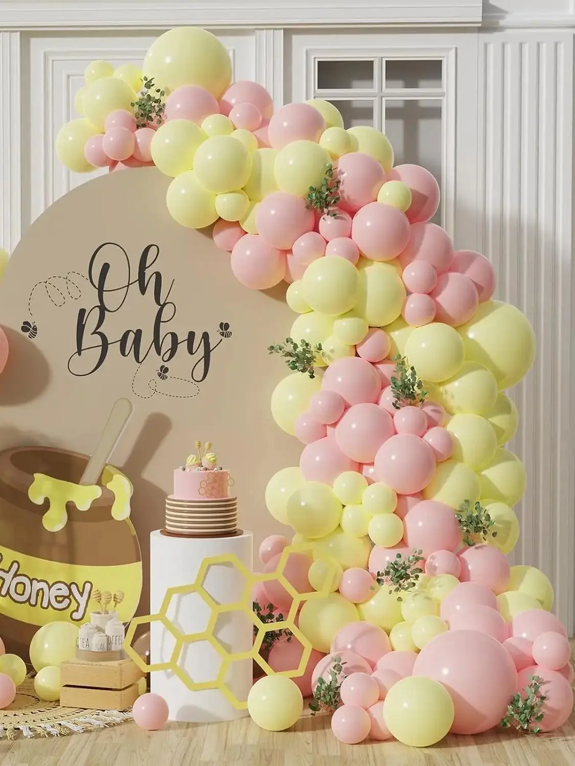 Ensemble de ballons en latex rose clair jaune, 143 pièces, adaptés aux fêtes d'anniversaire, aux mariages, aux fêtes de saint-valentin, à la décoration