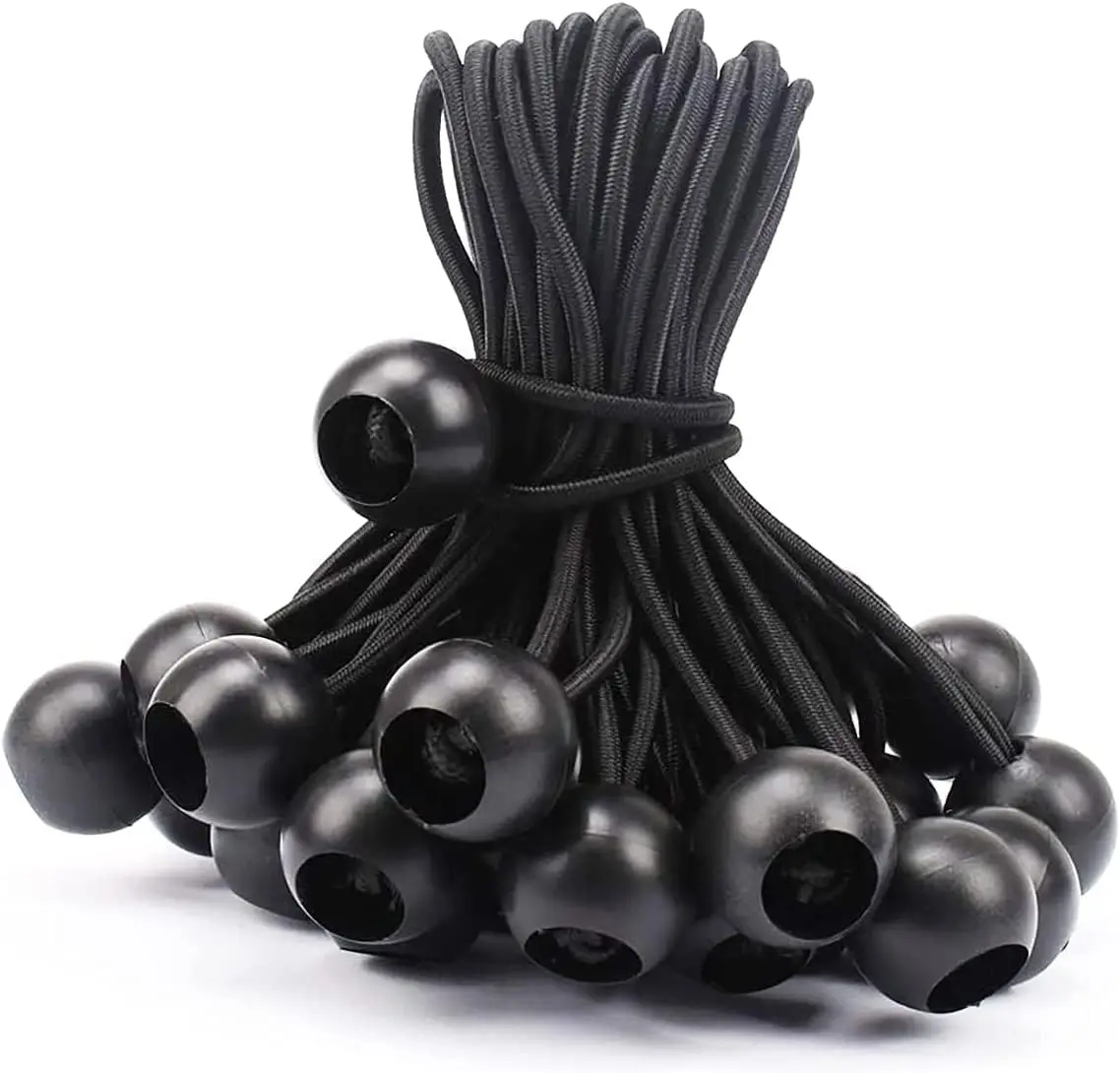 

30 Pcs 4-Inch Black Ball Bungee Cords, Heavy Duty Tarp Straps for Camping and Securing