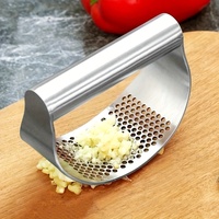 Stainless Steel Garlic Press - Ergonomic Manual Crusher & Smasher for Home Kitchen, Easy-to-Use Curved Design