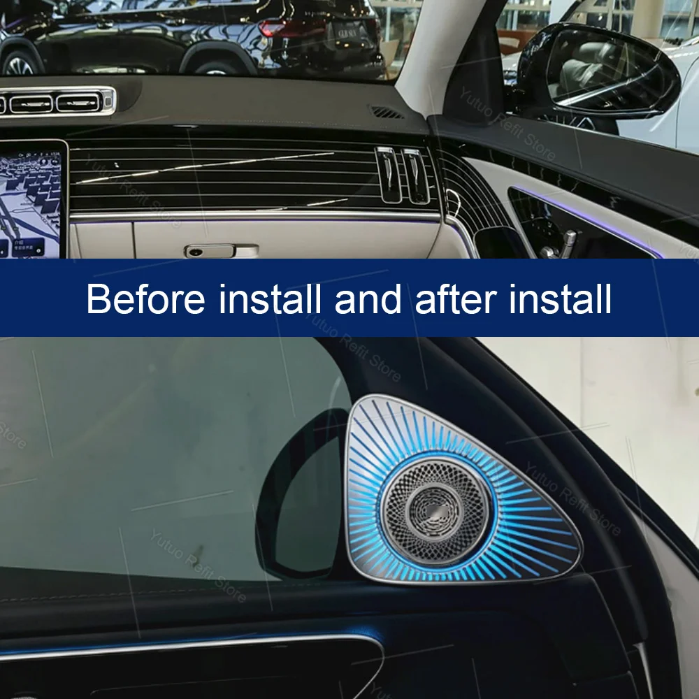 5D Rotating Tweeter For Benz S-class W223 RGB LED Luminous Car Speaker Horn Refit Car Ambient Lighting Audio System Upgrade