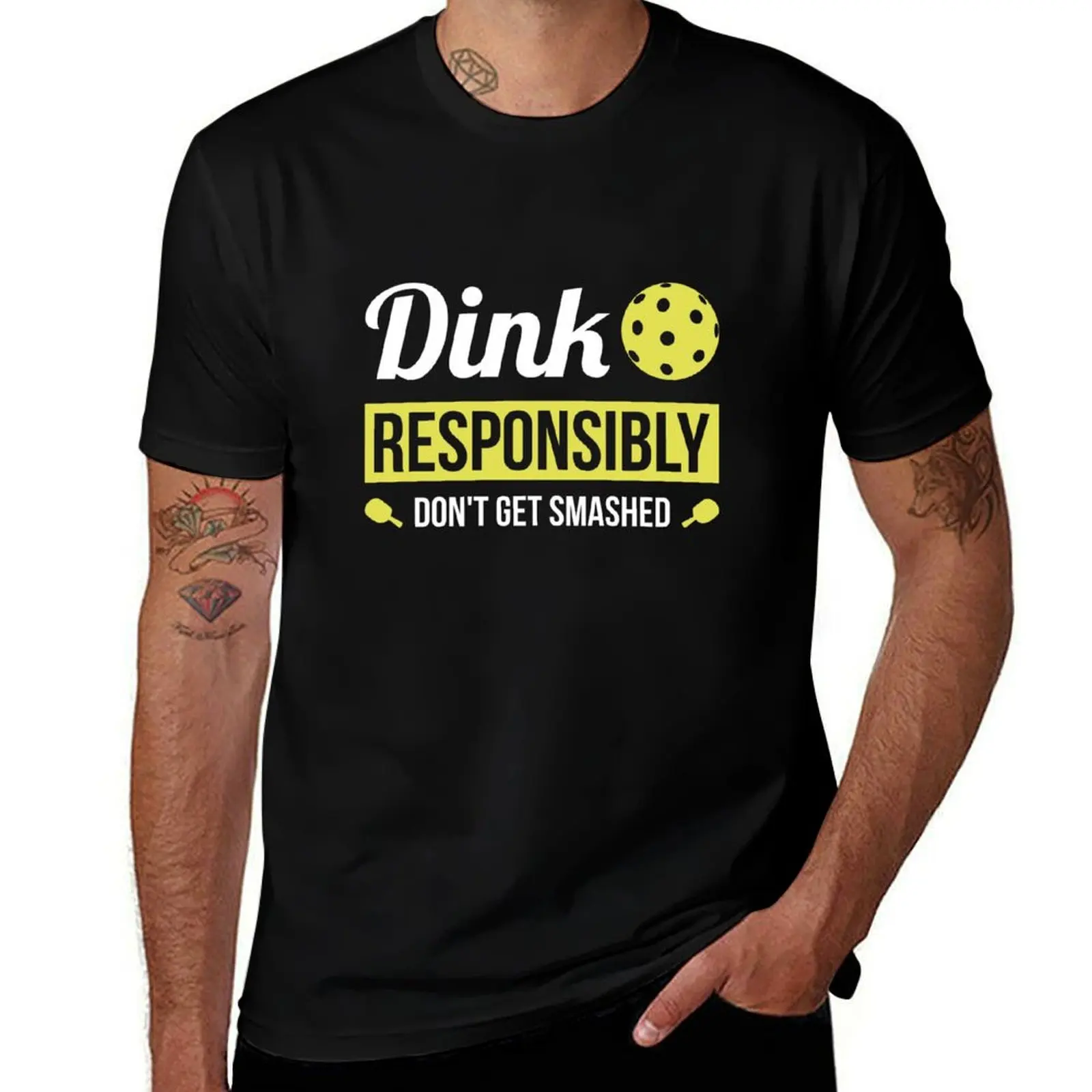 

Dink Responsibly Funny Pickleball T-Shirt cotton graphic tees graphic shirts cheap stuff luxury t-shirt Men's t-shirts