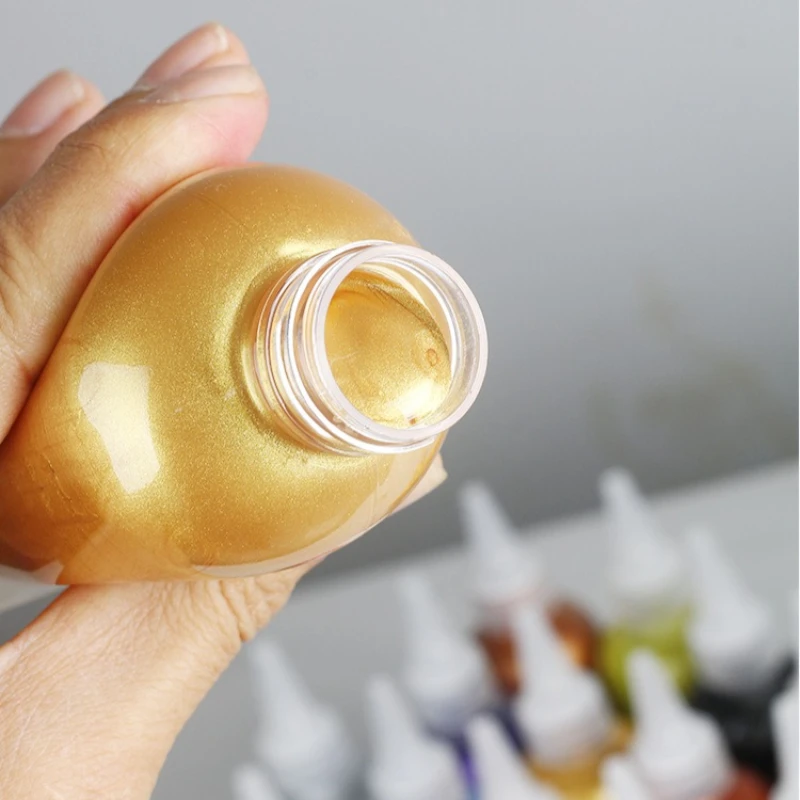 200ml Pearlescent Acrylic Painting Pigment Waterborne Metallic Color Engraving Buddha Statue Gold-plated Hand-painted Pigment