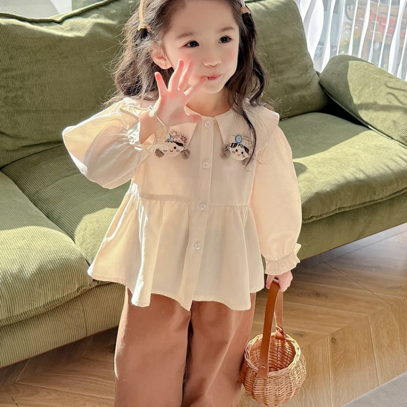 

Two Piece Set Girl Autumn Clothing New Retro Doll Shirt Bloomers Cute Sweet Comfortable Active Leisure