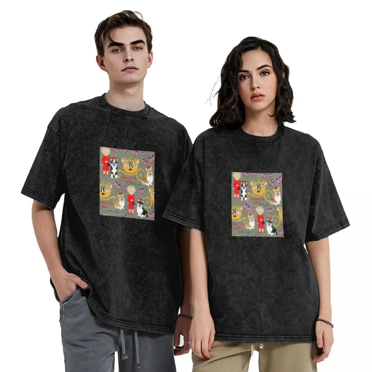 

her highness queen elizabeth of the British Empire with the royal corgis - god save the queen - corgi pattern - queen el T-Shirt