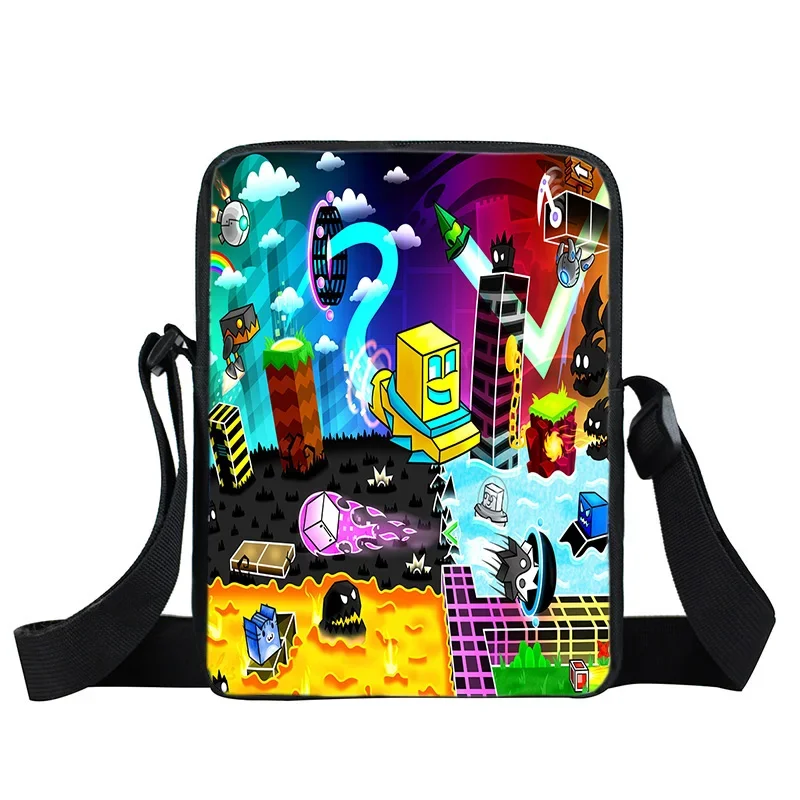 Nieuwe Boze Geometrie Dash Print Messenger Bag Vrouwen Casual Schoudertassen Voor Reizen Cartoon Spel Crossbody Tas Kids Handtassen Cadeau