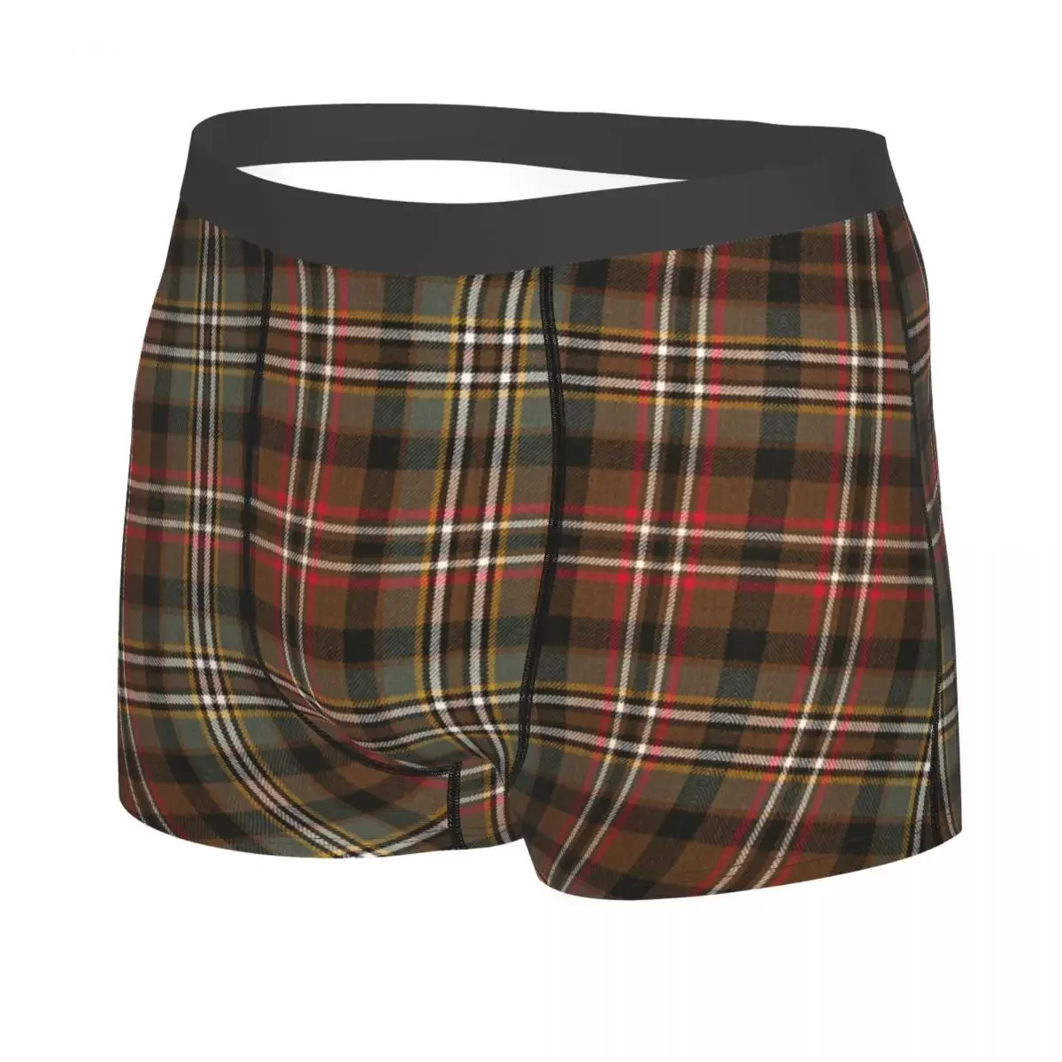 Custom Male Fashion Popular Green Tartan Plaid Men Underwear Boxer Briefs Soft Shorts Panties Underpants