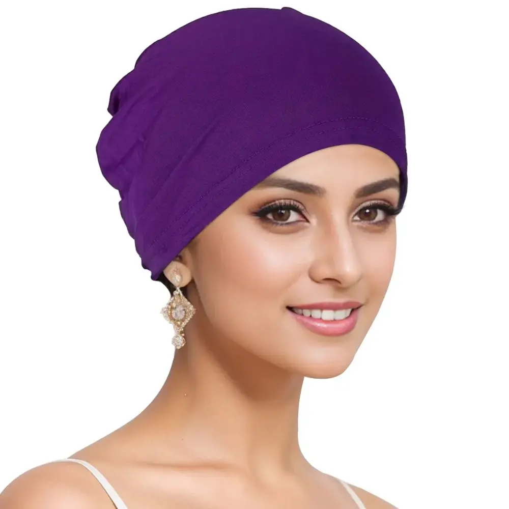 Premium Muslim Hijab Caps New Fashion Cotton Closed Hijab Underscarf Women's Head Hood Solid Color Elastic Bonnet Cap