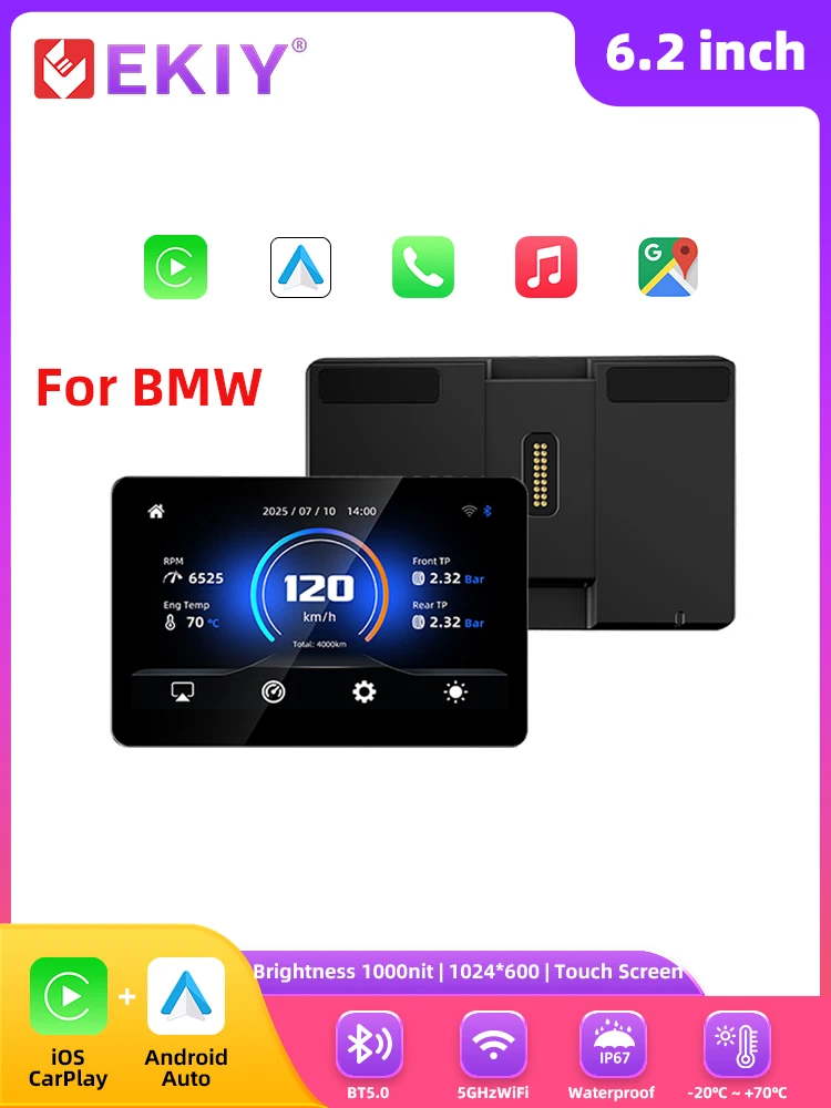 EKIY 6.2 inch motorfiets CarPlay voor BMW R1200GS R1250GS ADV draadloze CarPlay Android Auto digitaal dashboard motorfiets scherm - afbeelding 2