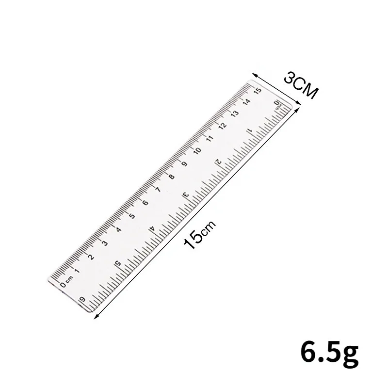 15/20/30cm Transparent Plastic Ruler Blue Color Simple Style Portable Tool Cute for Student School & Office Stationery