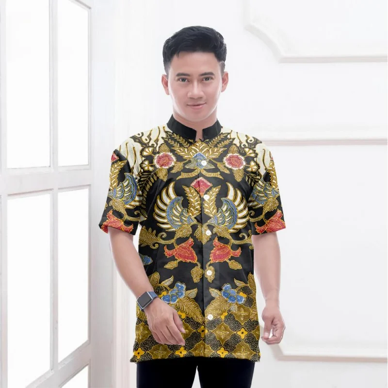 

Мужская винтажная рубашка на пуговицах с 3D принтом, объемная рубашка на пуговицах с воротником-стойкой и коротким рукавом, футболка в этническом стиле, повседневная одежда, мужская одежда