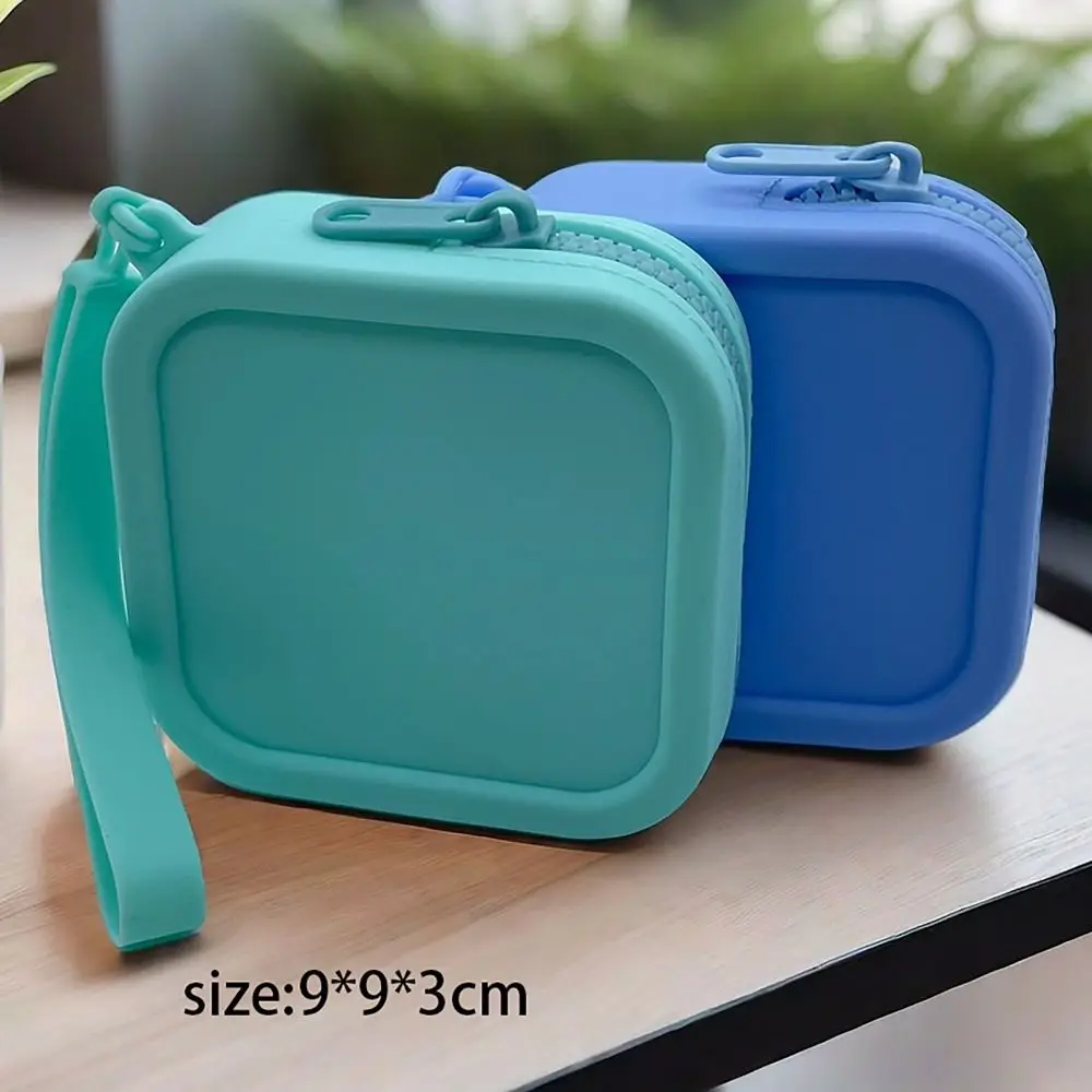 Vintage Silicone Organizer Wallet Coin Purse Waterproof Zipper Earphone Bag Travel Pouch Students