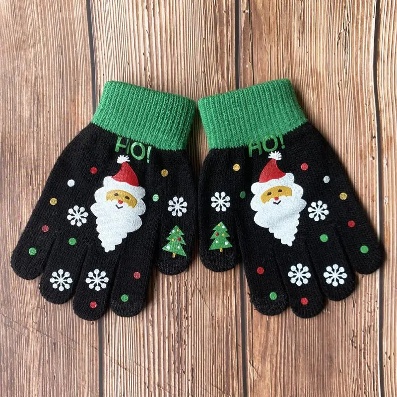 

Christmas Gloves for Children Split Finger Touch Screen Gloves 3-15year Kids Knitted Woolen Mittens Cute Baby Winter Hand Warmer