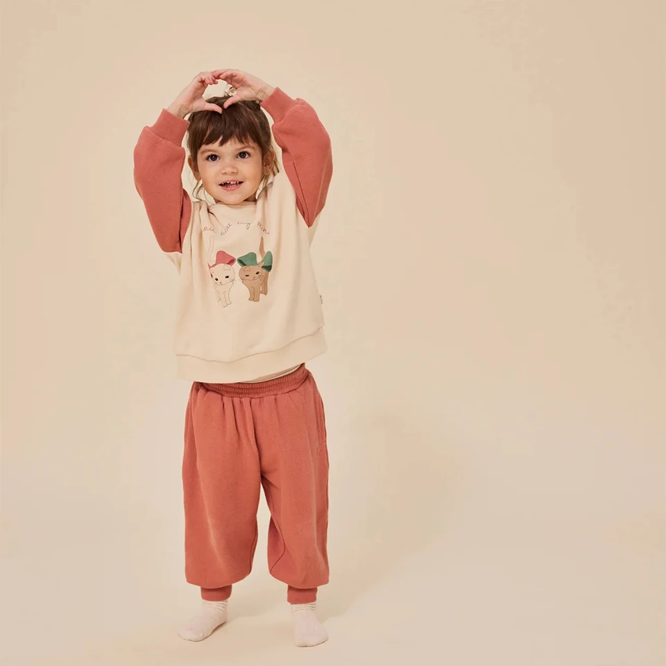 Children Clothes Set 2025 New KS Girls Cute Print Sweatshirt Outwear Boys Hoodies Pullover Sweatpants Suit Kids Outfit Pants