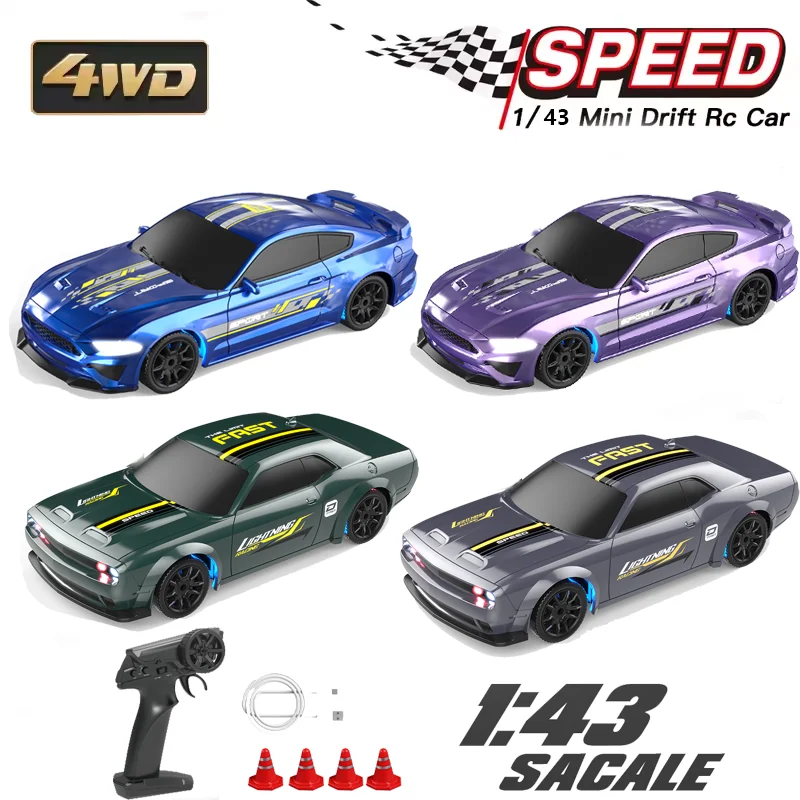 2025 New Model 1:43 Full scale Mustang Drift 2.4G Four-wheel Drive RC Car High-speed Traction Mini Car Model Child Birthday Gift