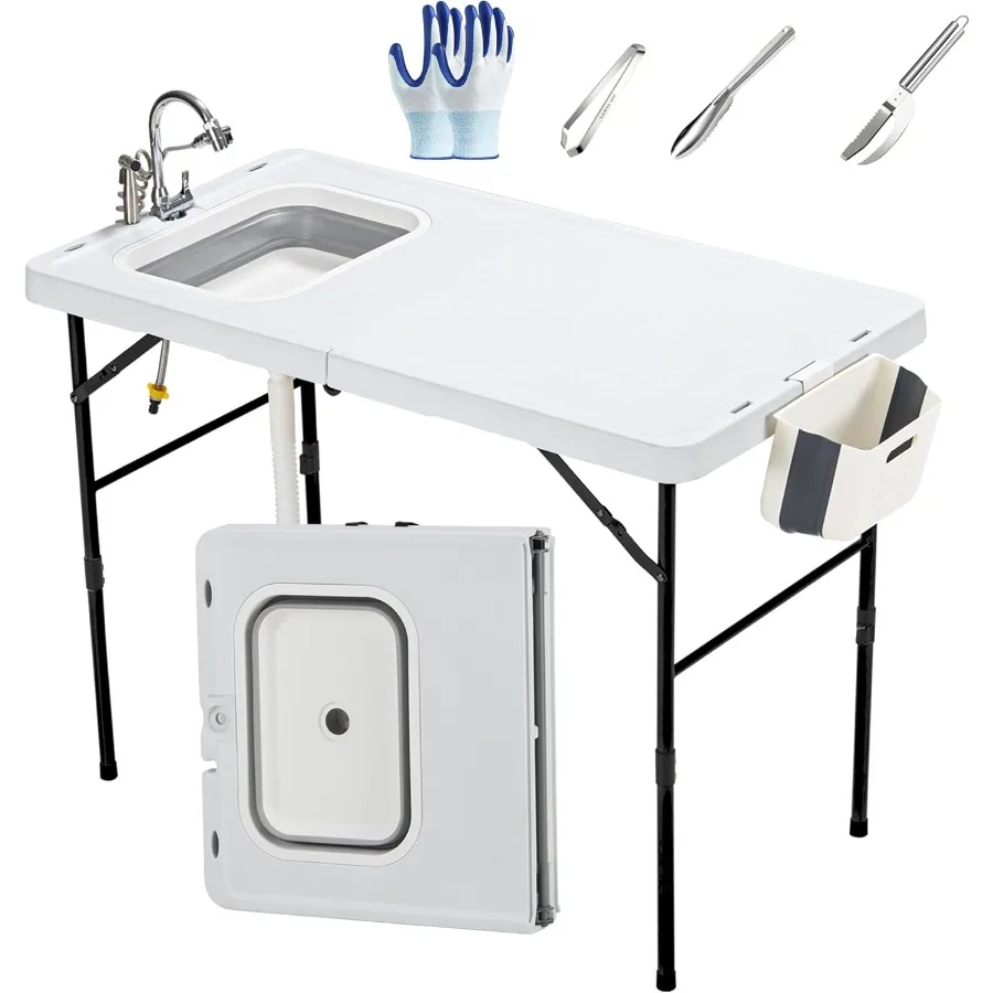 50 طاولة تنظيف الأسماك القابلة للطي مع حوض قابل للطي محطة فيليه خارجية محمولة للتخييم مع محطة مطبخ أصغر قابلة للطي #1