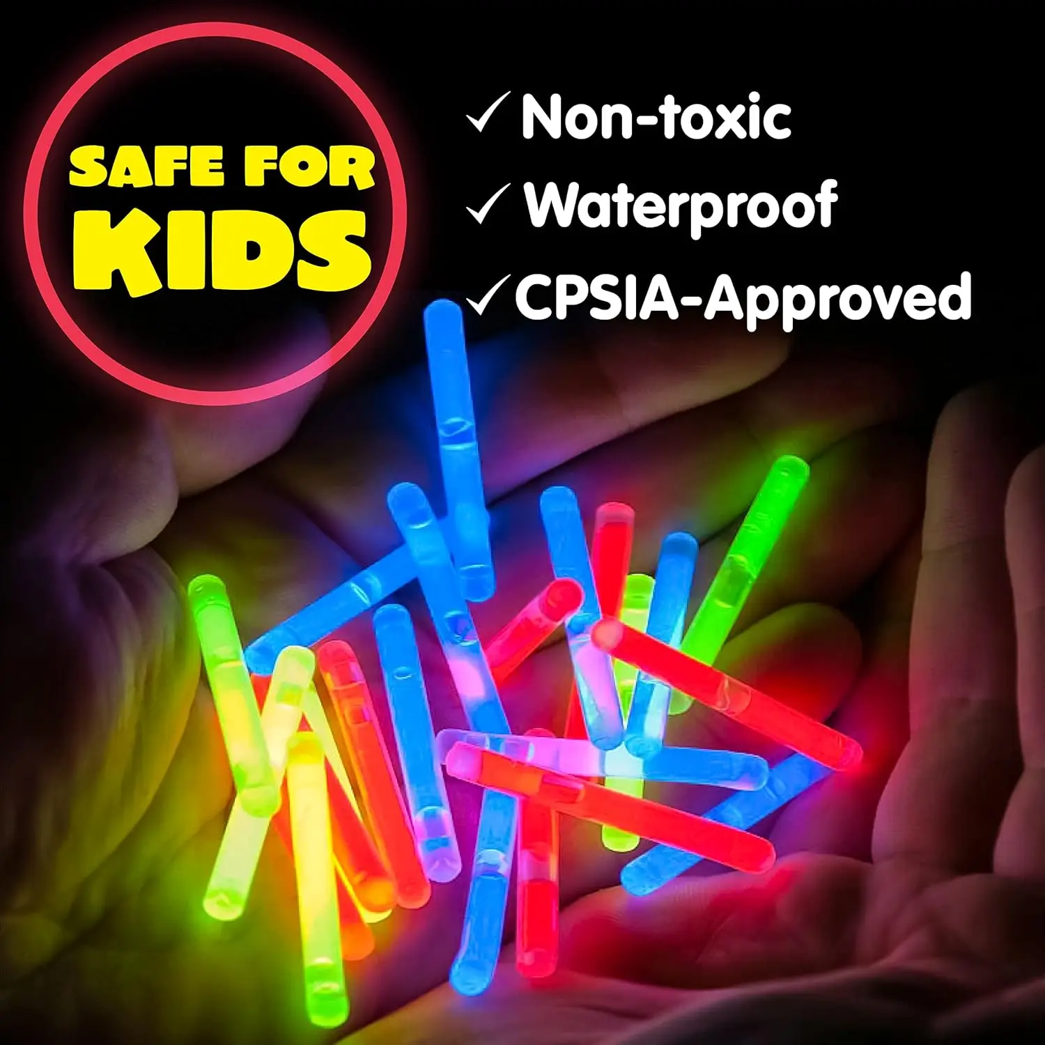 100-250Pcs Mini Glow Sticks 6 Colors Easter Basket Stuffers for Glow in the Dark Party Supplies Kids New Years Eve Party 1.7inch