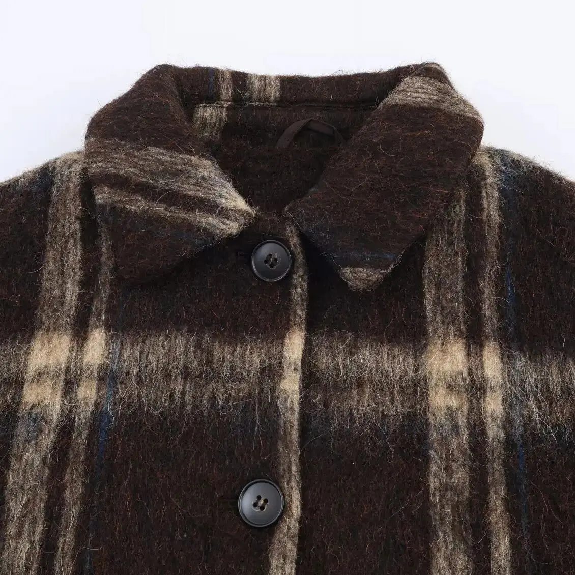 Autumn Winter New Fashion Women Short Plaid Jacket Chic Elastic Hem Long Sleeve Jacket Female Outerwear