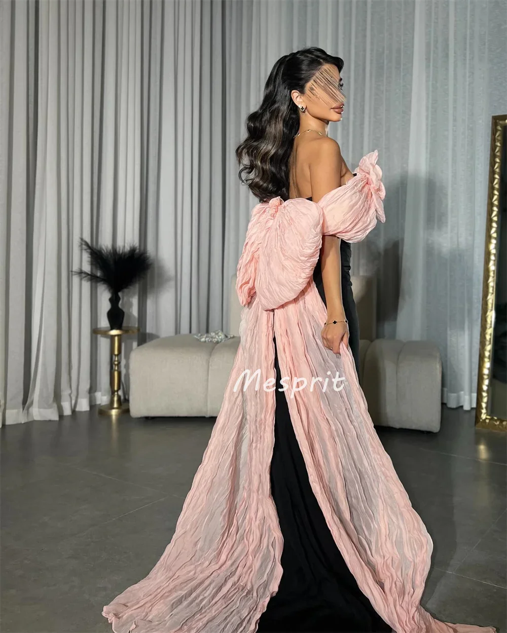 Customized Fashion Simple Jersey Pleat Ruched Handmade Flower Mermaid Off-the-shoulder Long Dresses Bespoke Occasion Dresses Exq