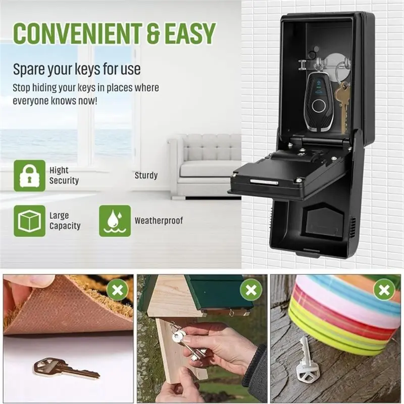 【HOME TOOLS】Password Key Box Wall Mounted Lock Storage Box With Led Light Waterproof Cover Large Capacity High Security Key Box