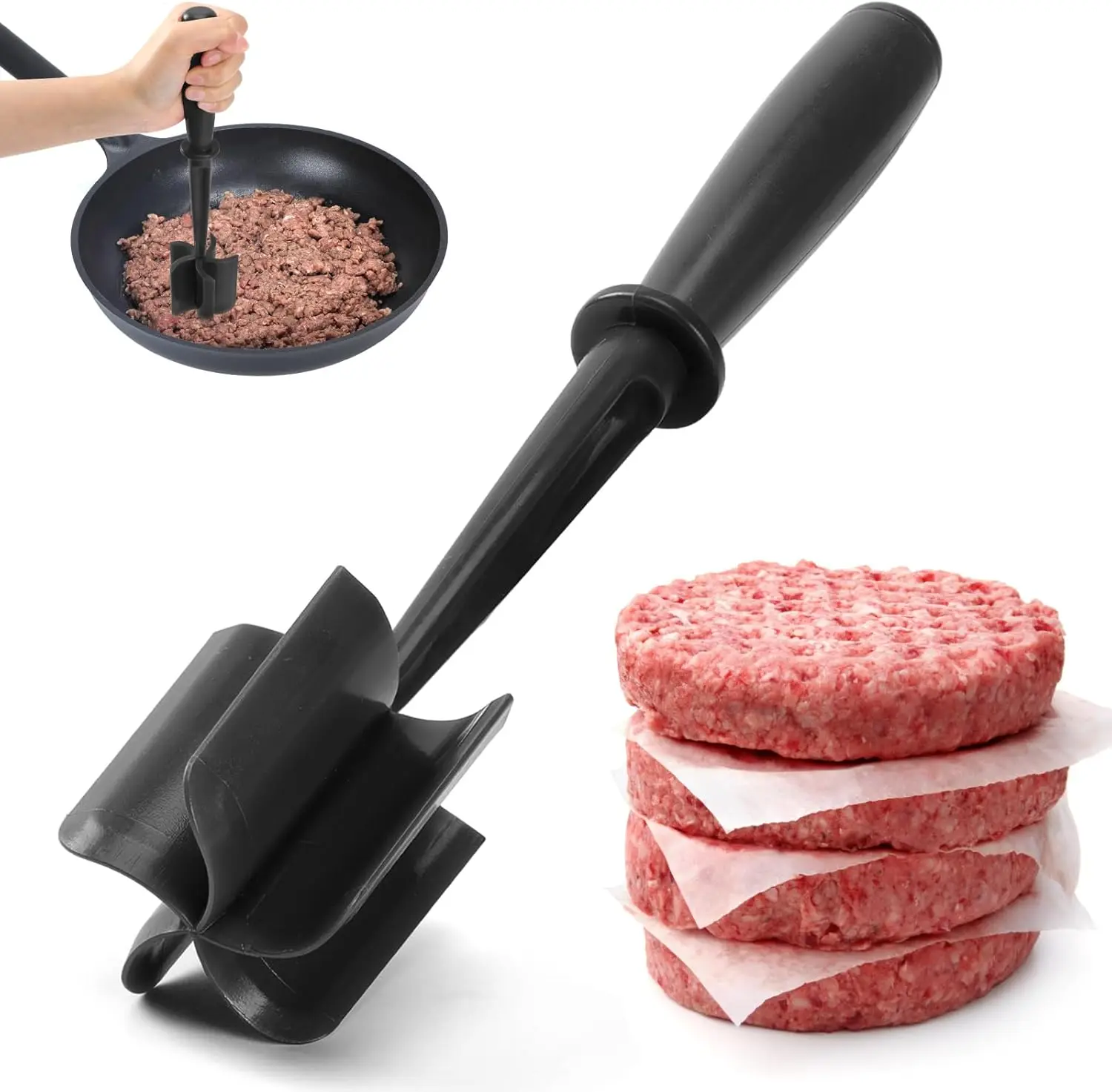 

5-Blade Meat Chopper - Non-Stick Ground Beef Smasher, Heat-Resistant Nylon, Easy Clean