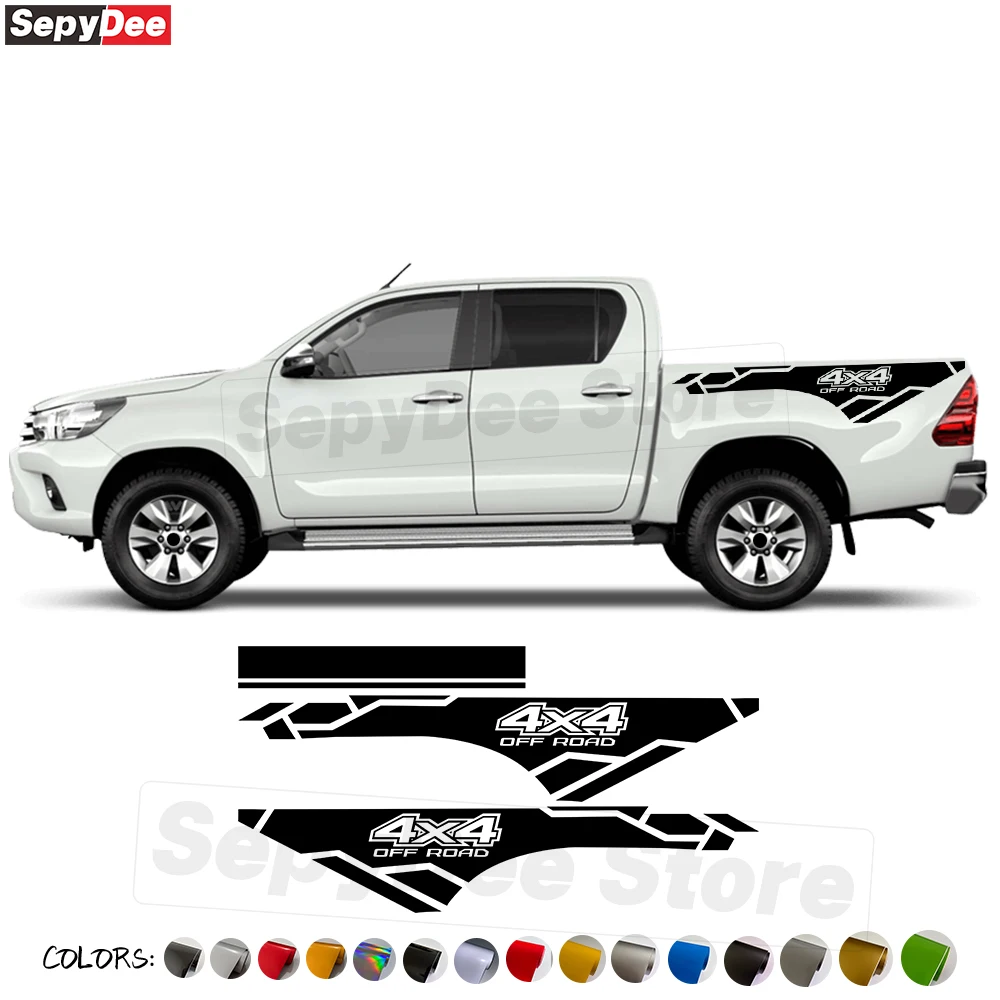

Пикап грузовика, капот, задняя крышка, боковые наклейки для Toyota Hilux 4X4 внедорожник, графический кузов, Декор, наклейка, автомобильные аксессуары