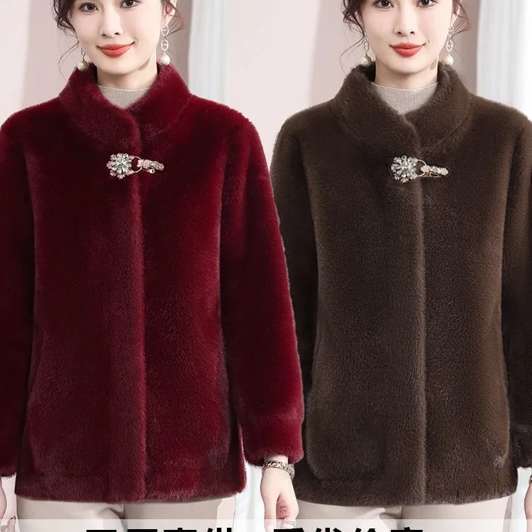 

Sli Thiened Норковое пальто для мам среднего возраста и лет Зимняя модная верхняя одежда для поездок на работу Sle Long Sve