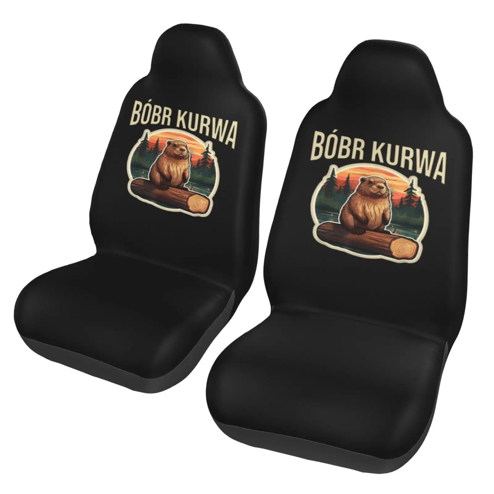 Bobr Kurwa Bober Beaver 2pcs Car Seat Covers Suitable for Women and Men Universal Car Front Seat Protector Suitable for Cars SUV