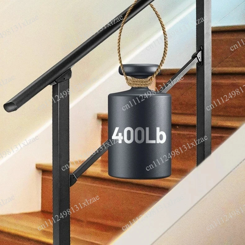 Indoor/Outdoor Wrought Iron Stair Railing - Simple Safety Guardrail for Porch, Garden & Balcony