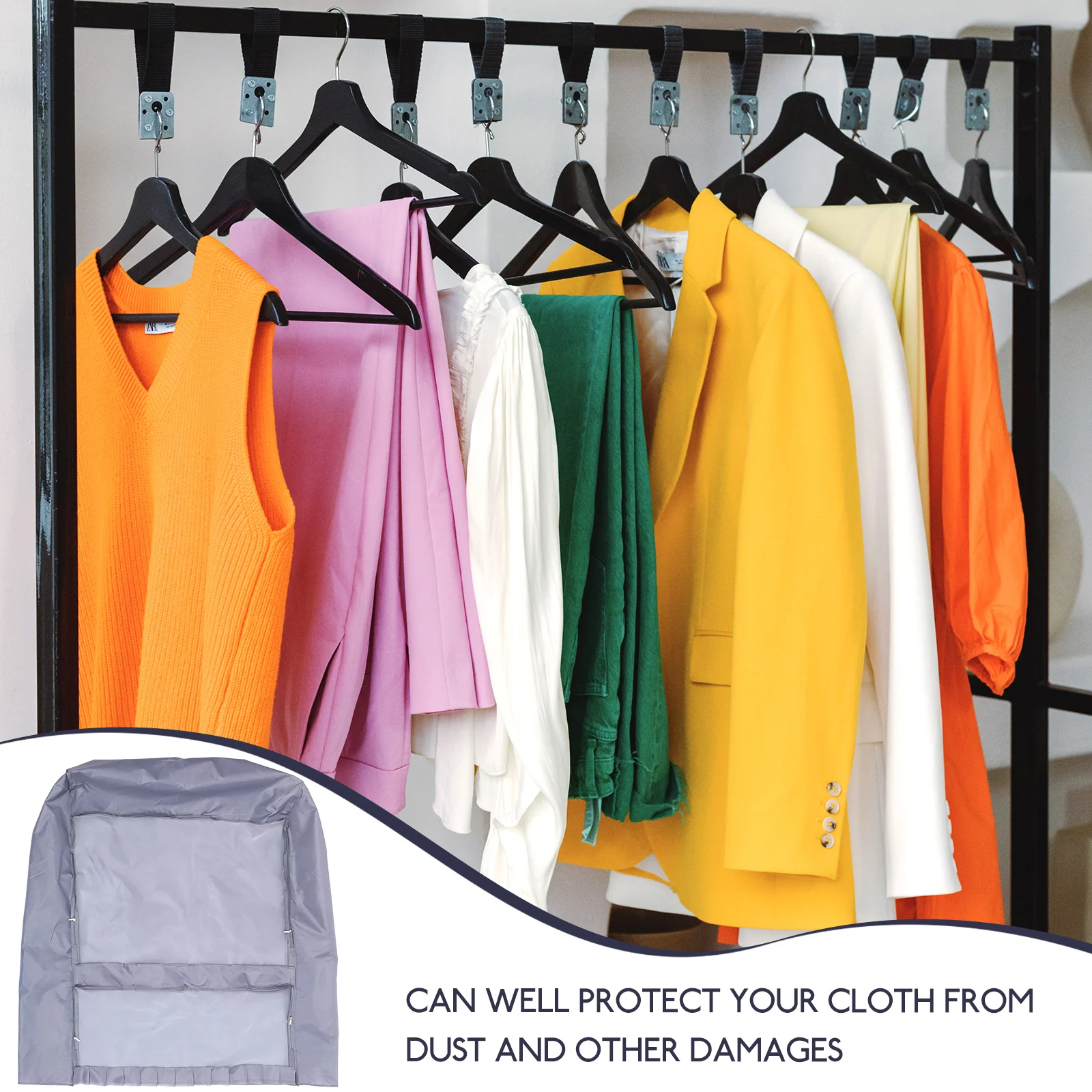 

Clear Wardrobe Coveroxford Clothing Rack Cover Hanging Garment Suit Bag Moisture Waterproof Clothes Cover For Seasonal Clothing