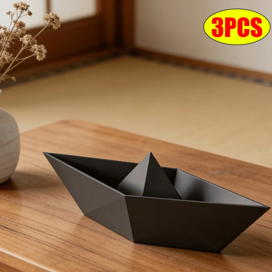 Origami Boat Tray Statue Ornament 3D Printed Minimalist Home Small Jewelry Storage Holder & Desk Organizer Modern Zen Home Decor