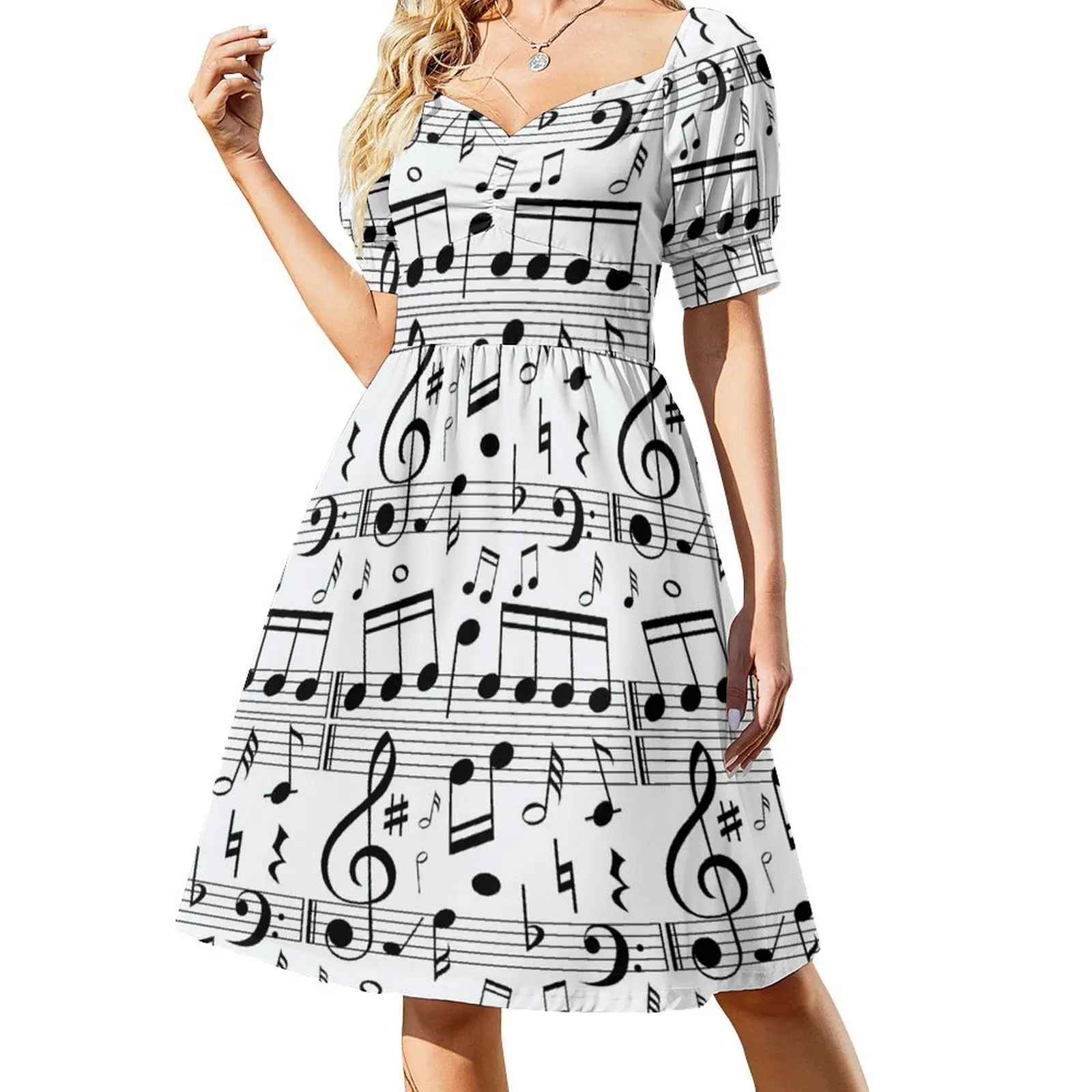 

Musical notes Short Sleeved Dress elegant women's dresses for wedding Woman's evening dress Evening dresses woman dress