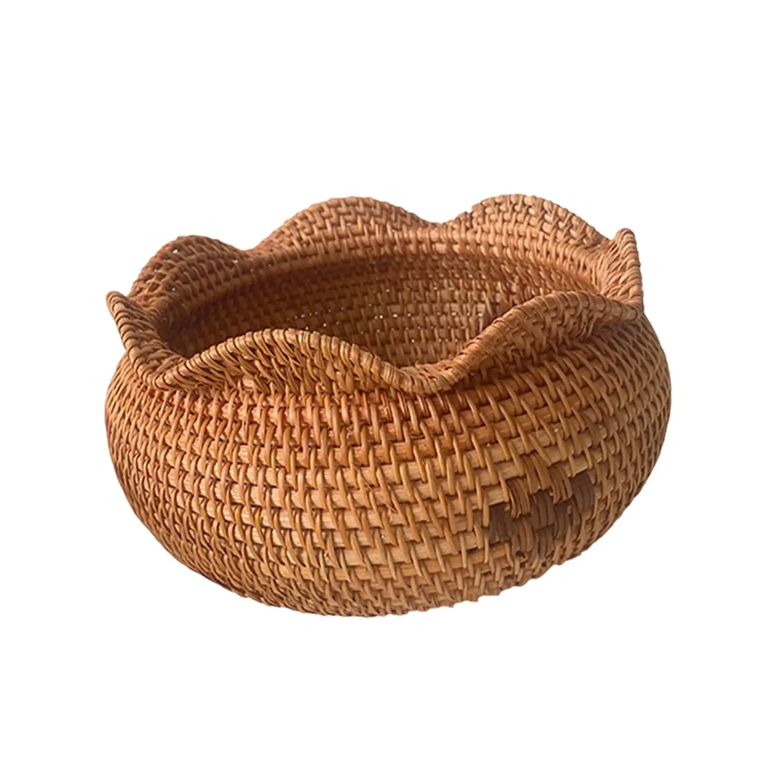 Rattan Woven Basket, Fruit Bread Basket ,Lightweight Versatile Rattan Storage Bowl Snack Storage Basket for Bathroom,