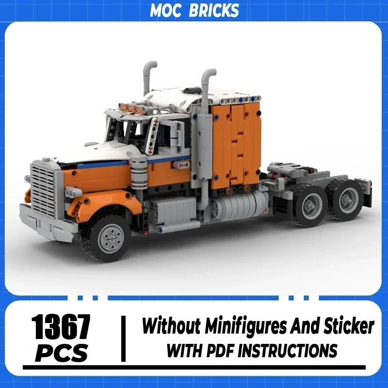 

Moc Building Block American Semi Truck Model Technology Brick DIY Assembly Car Toy For Holiday Gift