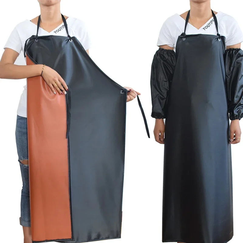 Double Layers Thickened Apron Kitchen Waterproof Oil Proof Apron Pvc Aprons For Dishwashing Fishing Cleaning Cooking Working